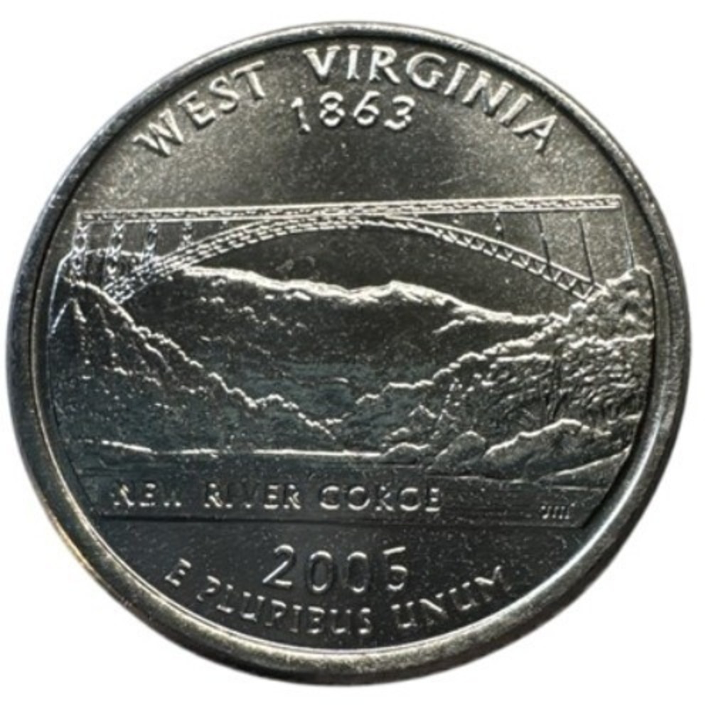 2005 D West Virginia State Washington Quarter Uncirculated From Bank Roll